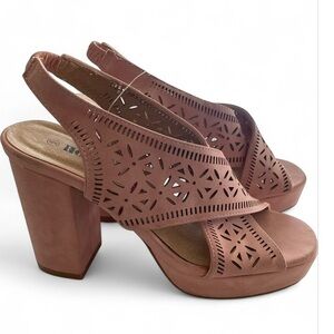 Elegant Pink Women's Nude Pink Party Slingback block Heels size 6